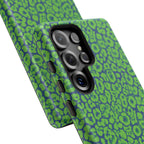 Blue Neon Green  Leopard Tough Phone Case for iPhone, Galaxy, or Google Pixel