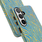 Blue Gold Zebra Tough Case for iPhone, Galaxy, or Google Pixel