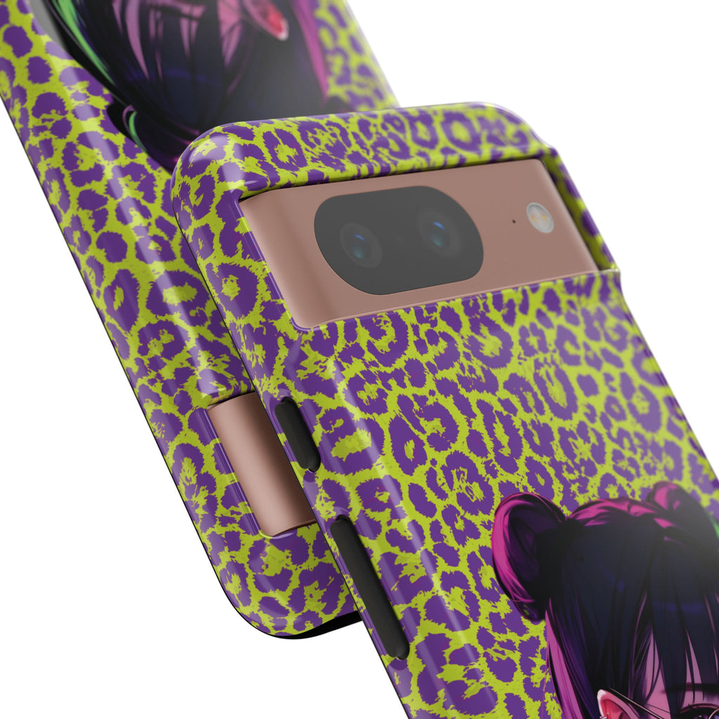 Purple Neon Lime Leopard Kz Tough Case for iPhone, Galaxy, or Google Pixel