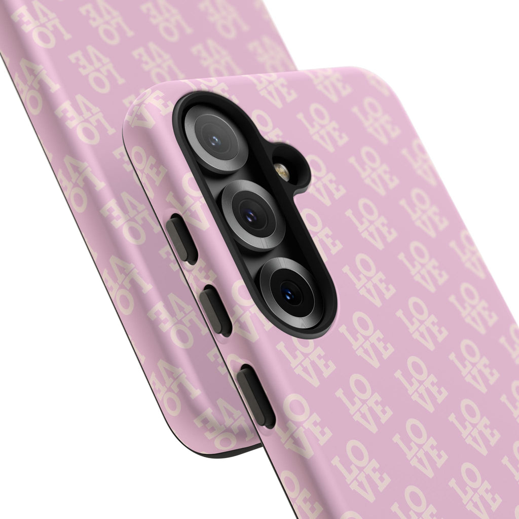 LOVE Pink Tough Phone Case for iPhone, Galaxy, or Google Pixel