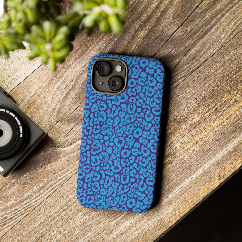 Blue Purple Leopard Tough Phone Case iPhone, Galaxy, or Google Pixel