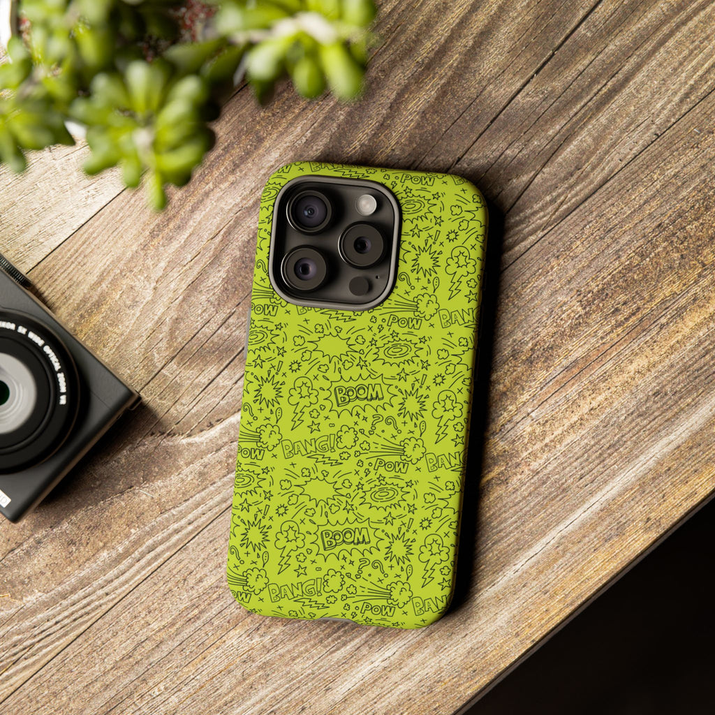 Neon Lime Wow Tough Case for iPhone, Galaxy, or Google Pixel