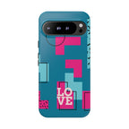 LOVE Teal Green Tough Phone Case for iPhone, Galaxy, or Google Pixel