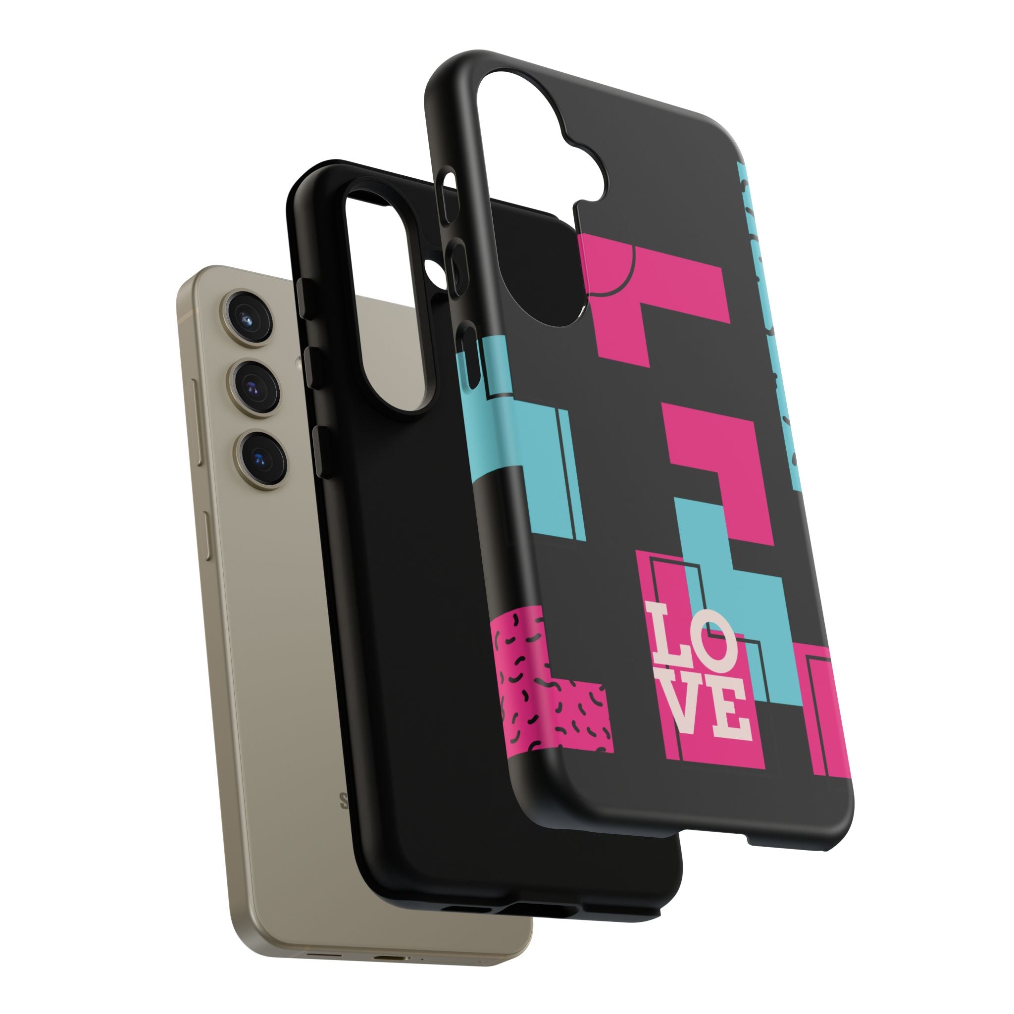 Retro Blocks LOVE Tough Case for iPhone, Galaxy or Google Pixel