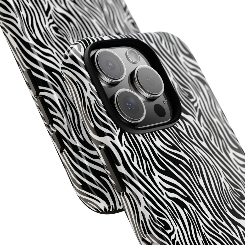 Black and White Zebra Print Tough Case iPhone, Galaxy and Google Pixel