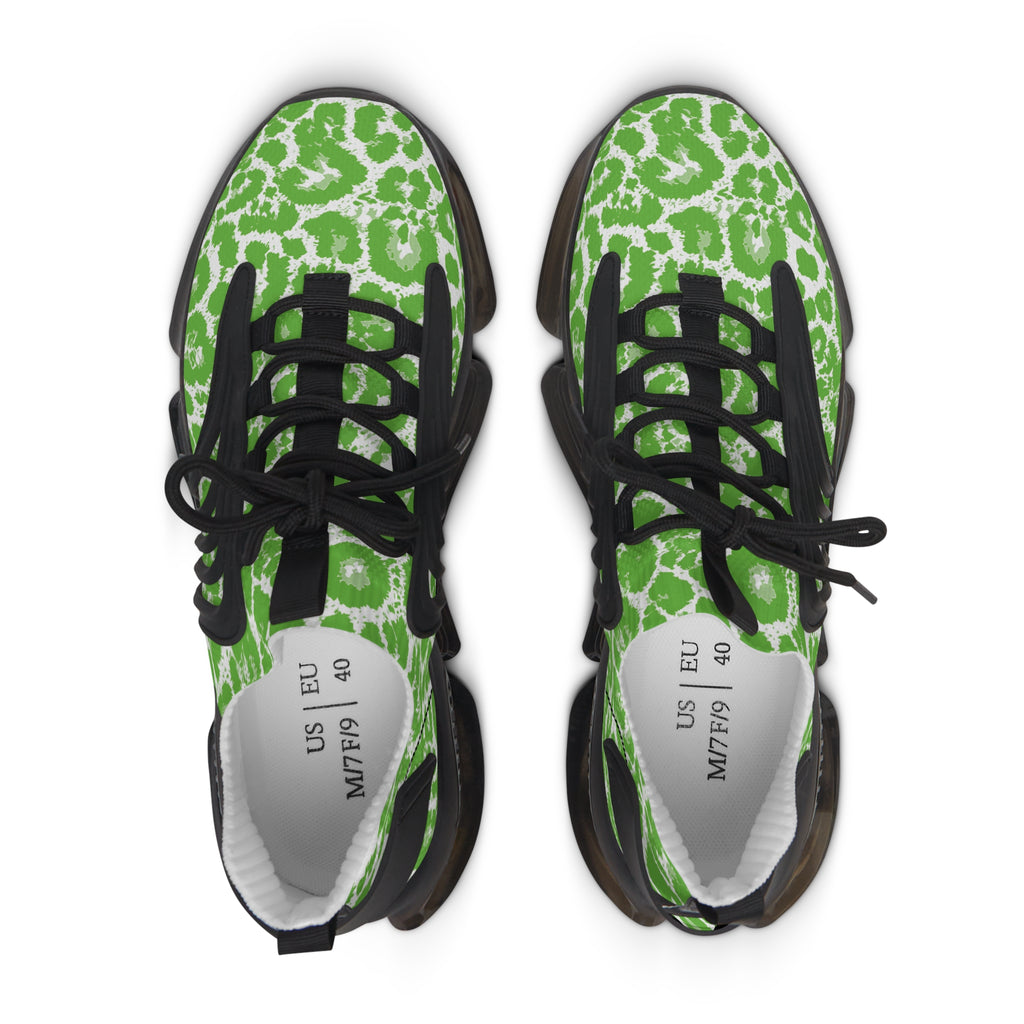Neon Green Leopard Women's Mesh Sneakers