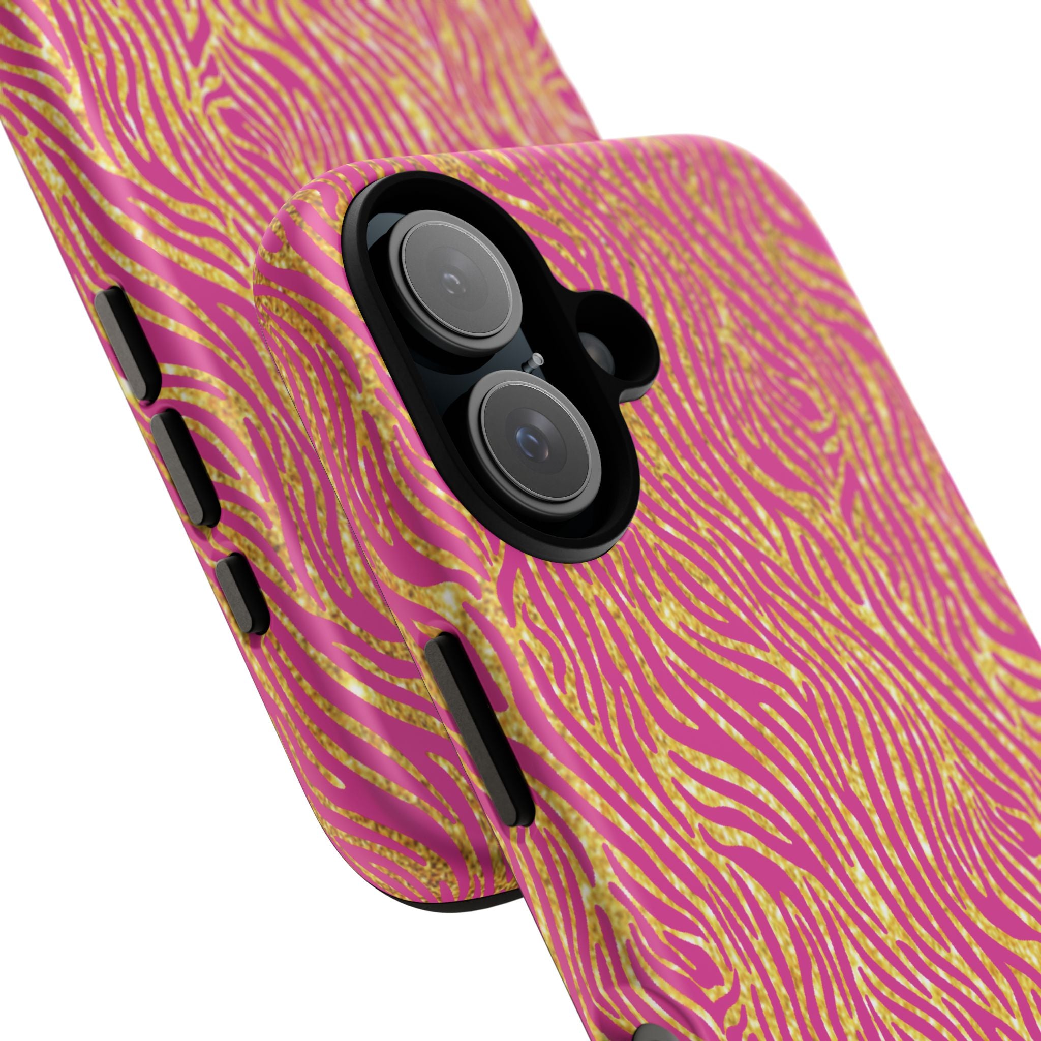 Pink Gold Zebra Print Tough Case for iPhone, Galaxy, or Google Pixel