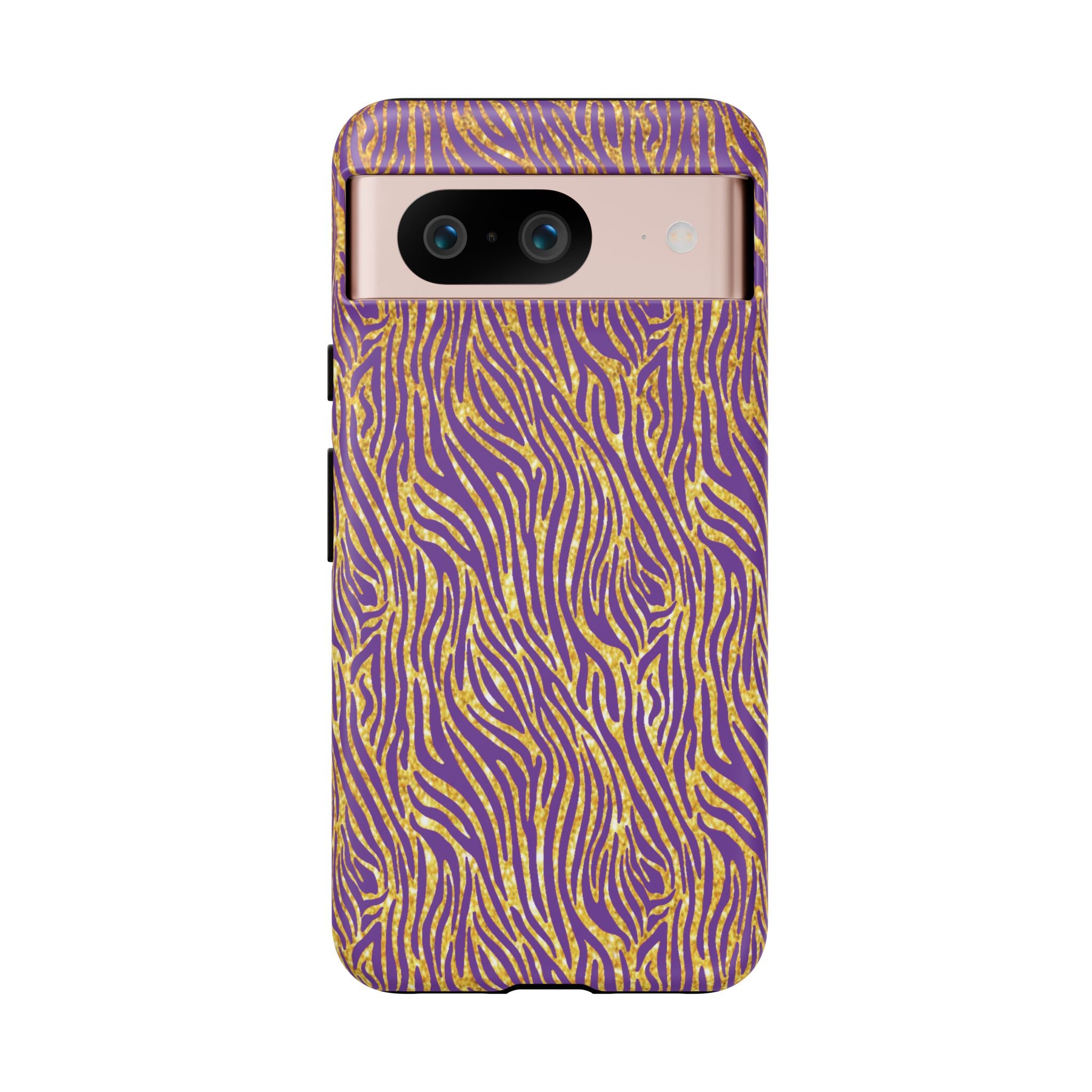 Vibrant Purple Gold Zebra Tough Phone Case iPhone, Galaxy, or Google Pixel