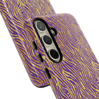 Vibrant Purple Gold Zebra Tough Phone Case iPhone, Galaxy, or Google Pixel