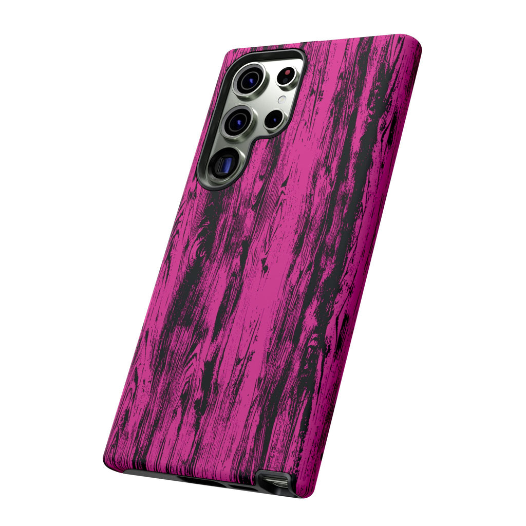 Hot Pink wood print Design Tough Phone Case for iPhone, Galaxy, or Google Pixel