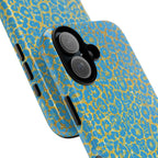 Blue Gold Leopard Tough Phone Case for iPhone, Galaxy, or Google Pixel
