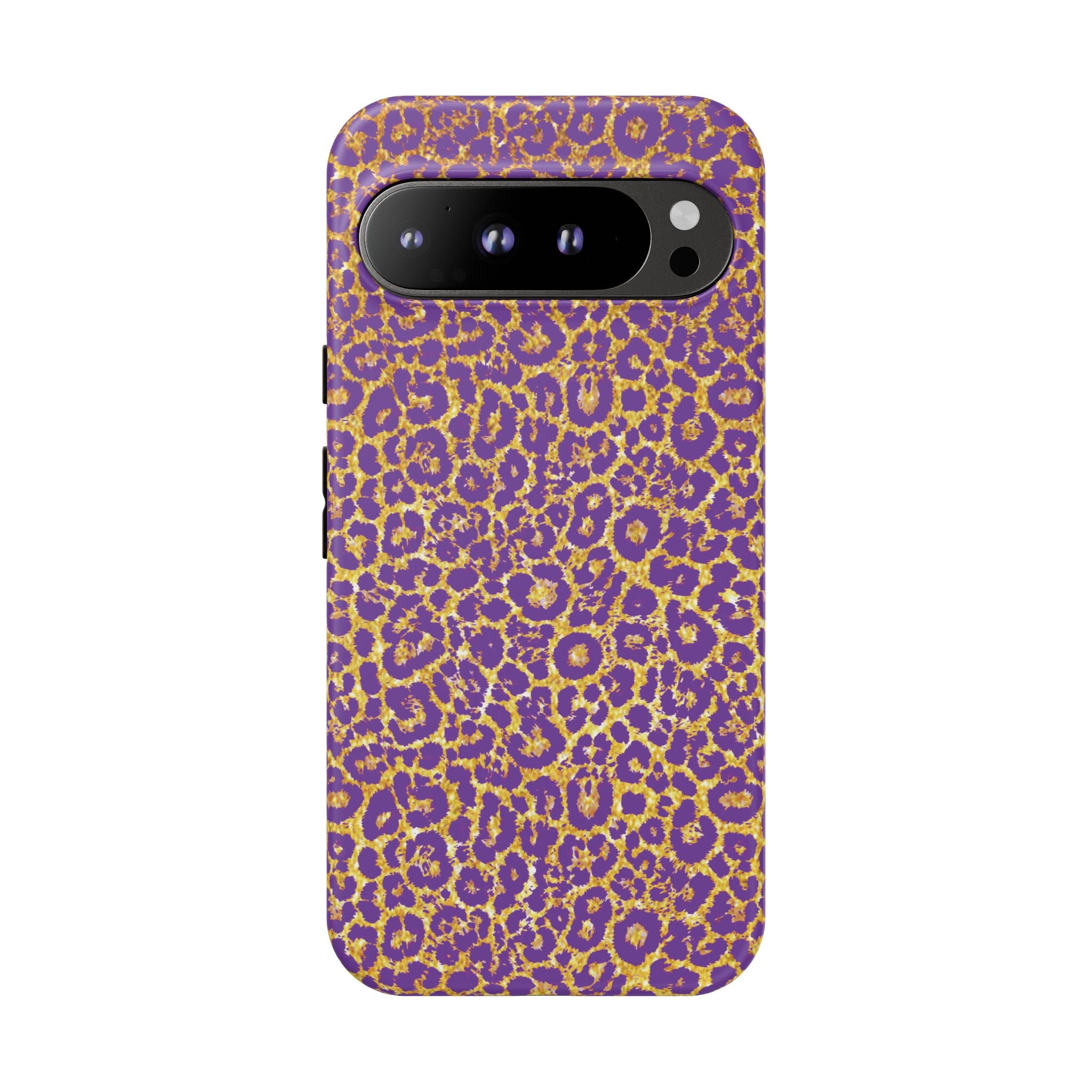 Purple Gold Leopard Tough Phone Case for iPhone, Galaxy, or Google Pixel