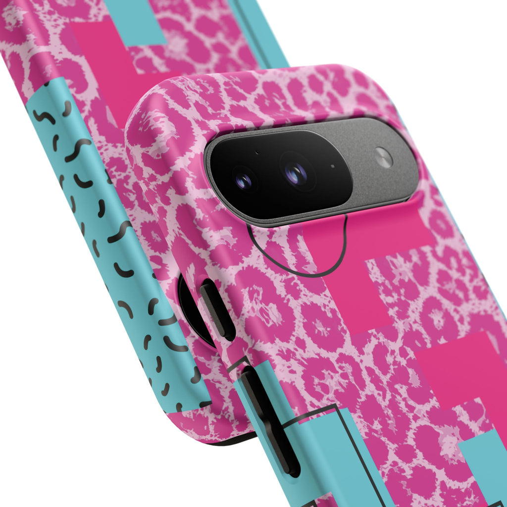 Retro Love Pink Leopard RG Tough Phone Case for iPhone, Galaxy, or Google Pixel