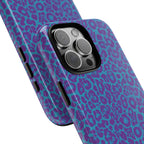 Leopard Printed Purple Blue Tough Phone Case for iPhone, Galaxy, or Google Pixel