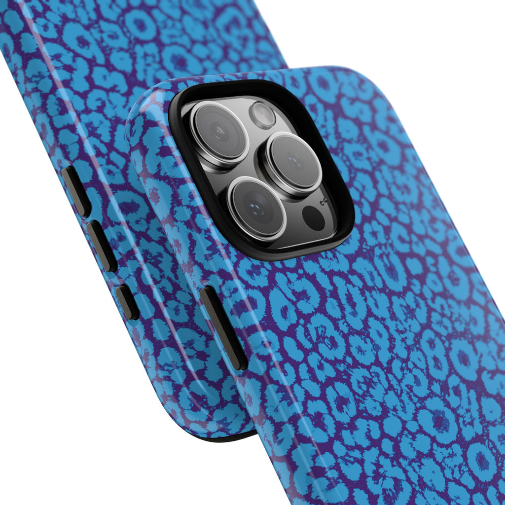 Blue Purple Leopard Tough Phone Case iPhone, Galaxy, or Google Pixel