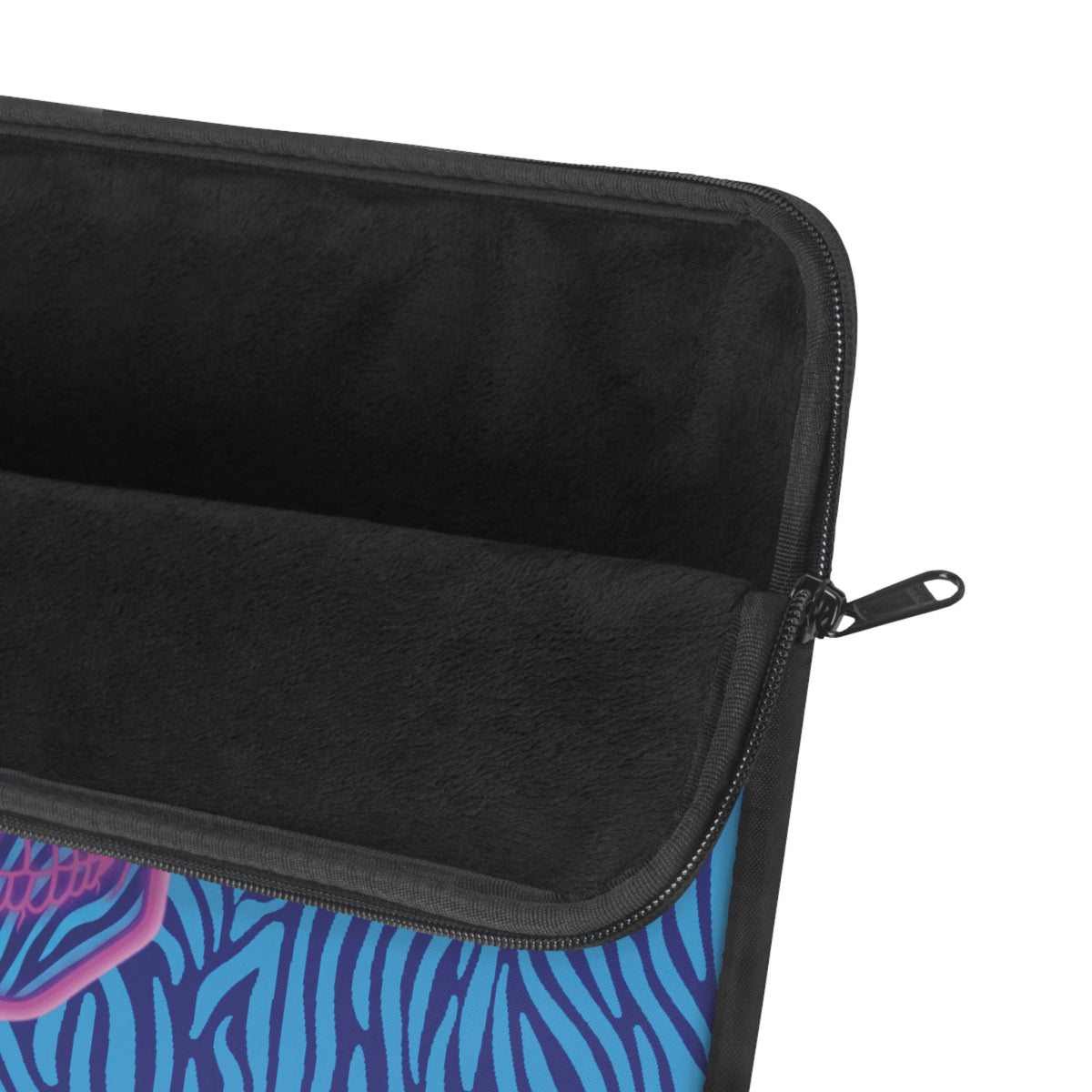 Neon Skull with Blue Zebra Print Laptop Sleeve