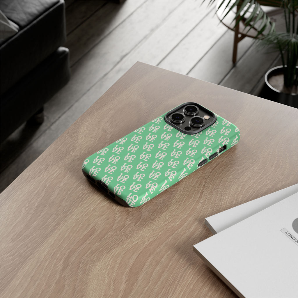 LOVE Aqua Tough Phone Case for iPhone, Galaxy, or Google Pixel