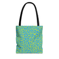 Blue Neon Lime Leopard Tote Bags