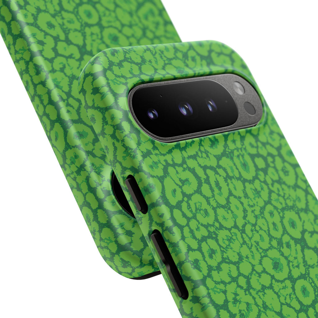 Neon Green Leopard Tough Phone Case for iPhone, Galaxy, or Google Pixel