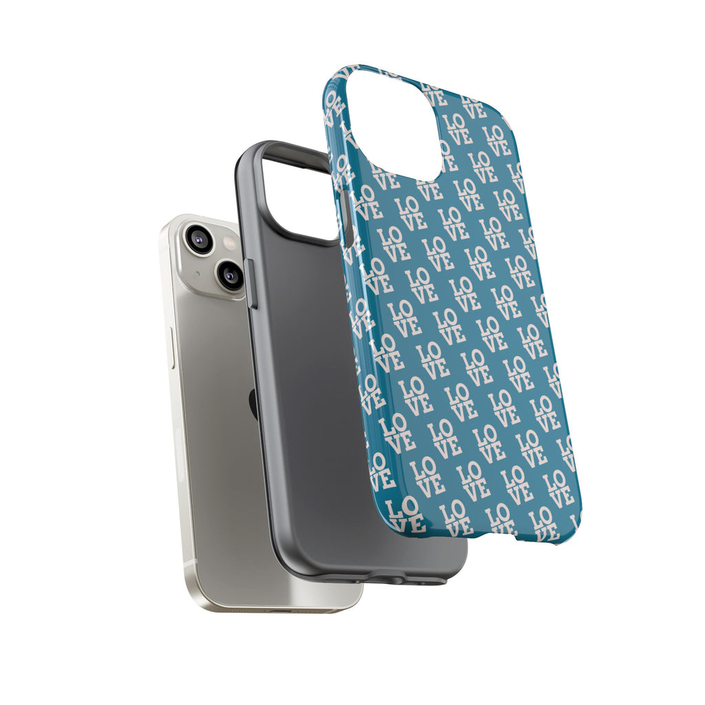 LOVE Teal Green Tough Phone Case iPhone, Galaxy, or Google Pixel