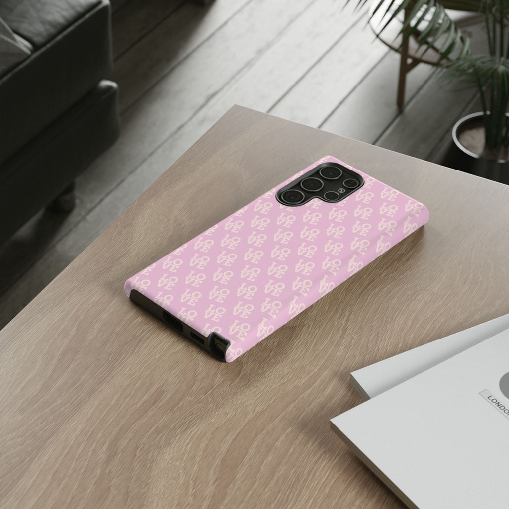 LOVE Pink Tough Phone Case for iPhone, Galaxy, or Google Pixel