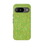Neon Green Gold Zebra Tough Phone Case for iPhone, Galaxy, or Google Pixel