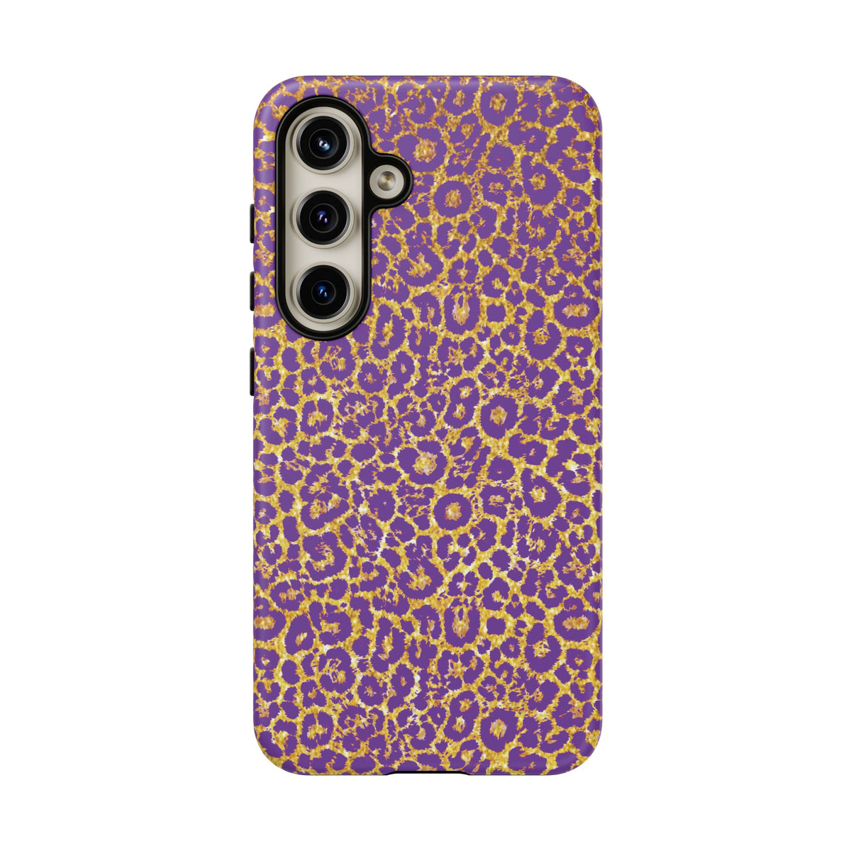 Purple Gold Leopard Tough Phone Case for iPhone, Galaxy, or Google Pixel