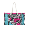 LOVE Retro Blocks Leopard EcoFriendly Weekender Bag, Travel Tote, Beach Bag