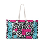 LOVE Retro Blocks Leopard EcoFriendly Weekender Bag, Travel Tote, Beach Bag