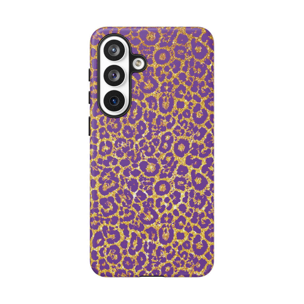 Purple Gold Leopard Tough Phone Case for iPhone, Galaxy, or Google Pixel