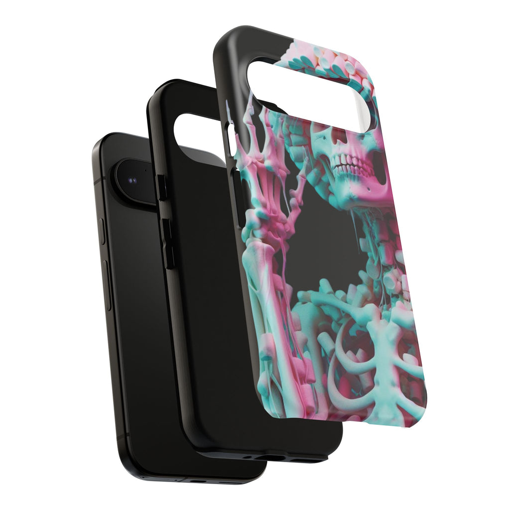 Neon Pink Skeleton (Black) Tough Phone Case for iPhone, Galaxy, or Google Pixel