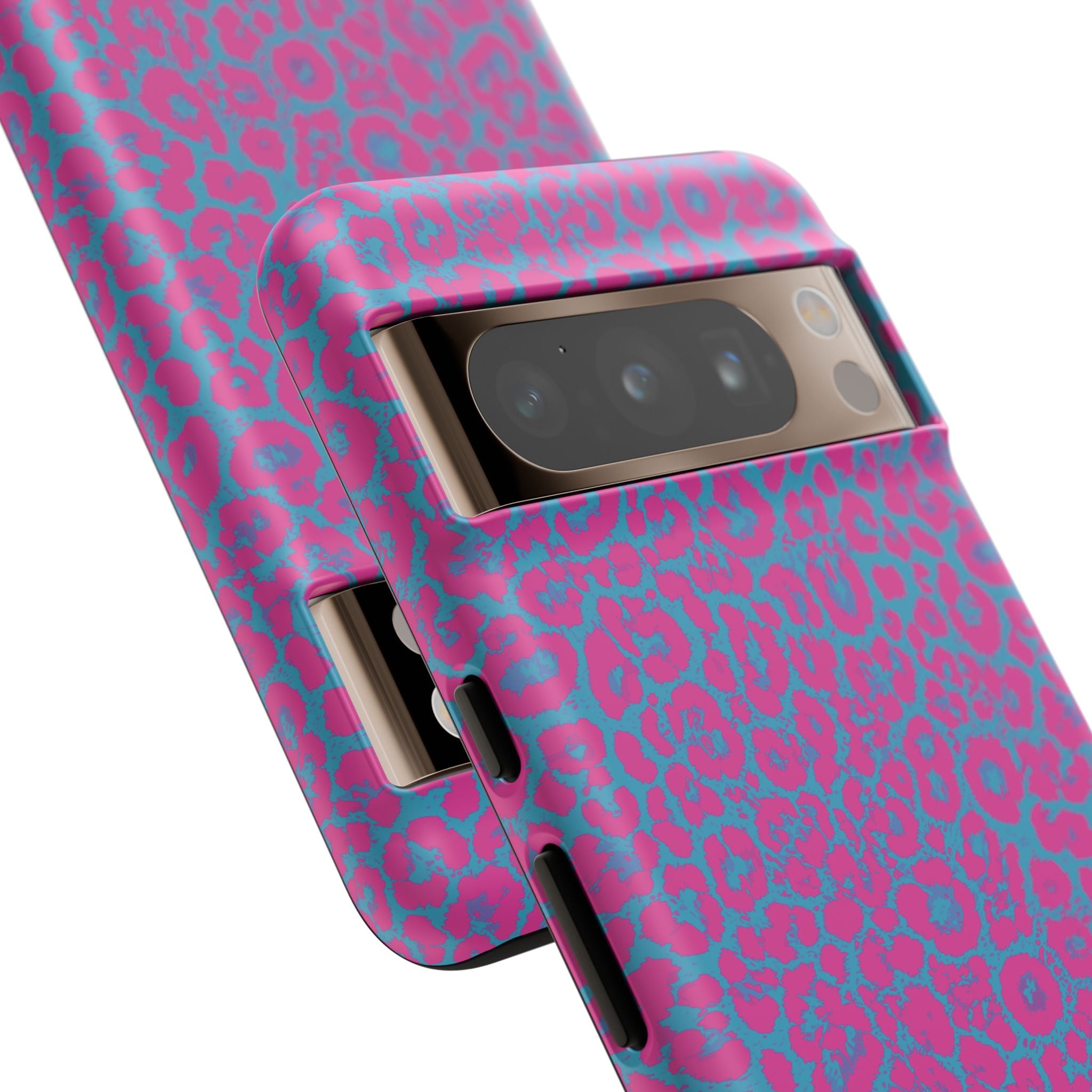 Pink Blue Leopard Tough Phone Case iPhone, Galaxy, or Google Pixel