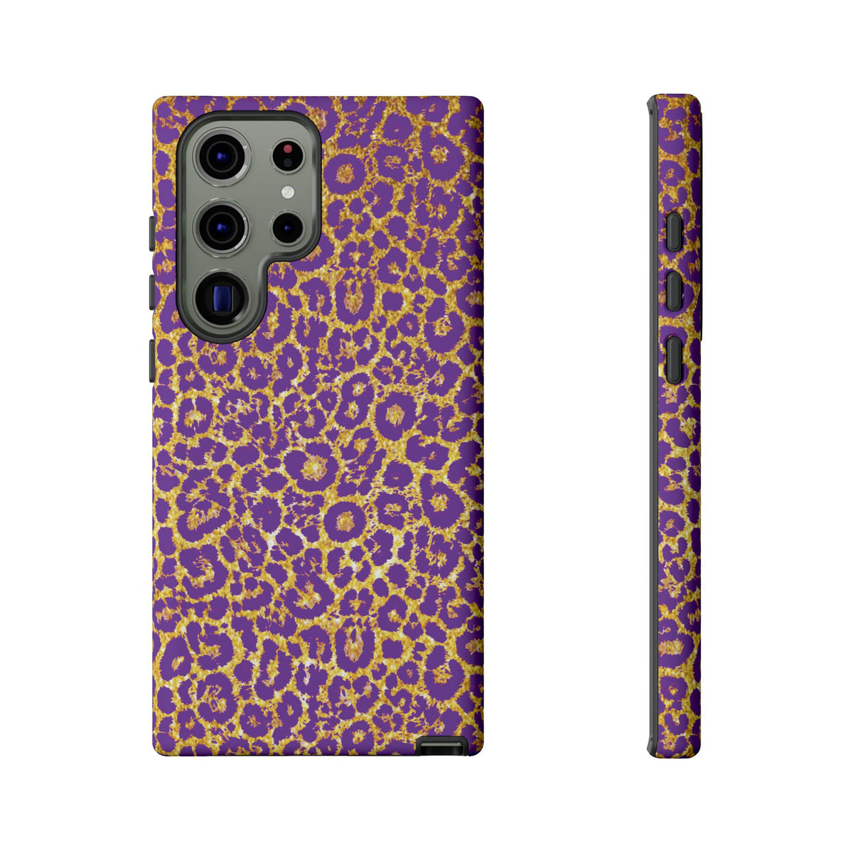 Purple Gold Leopard Tough Phone Case for iPhone, Galaxy, or Google Pixel