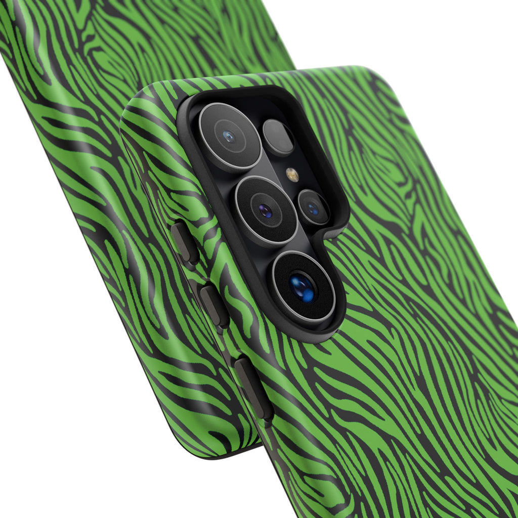 Neon Green Zebra Tough Phone Case iPhone, Galaxy, or Google Pixel