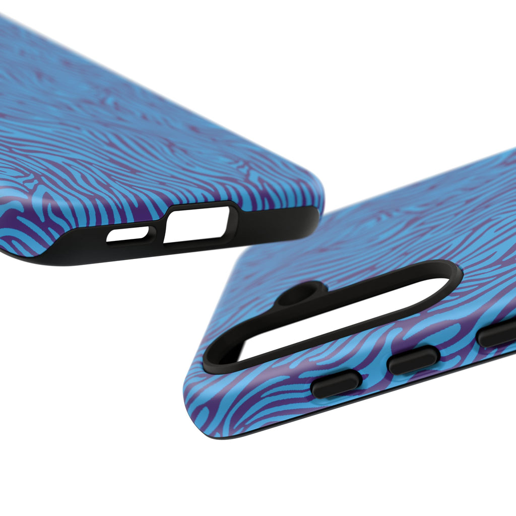 Zebra Print Blue and Purple Tough Case for iPhone, Galaxy or Google Pixel