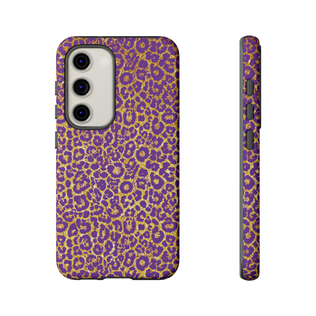 Purple Gold Leopard Tough Phone Case for iPhone, Galaxy, or Google Pixel