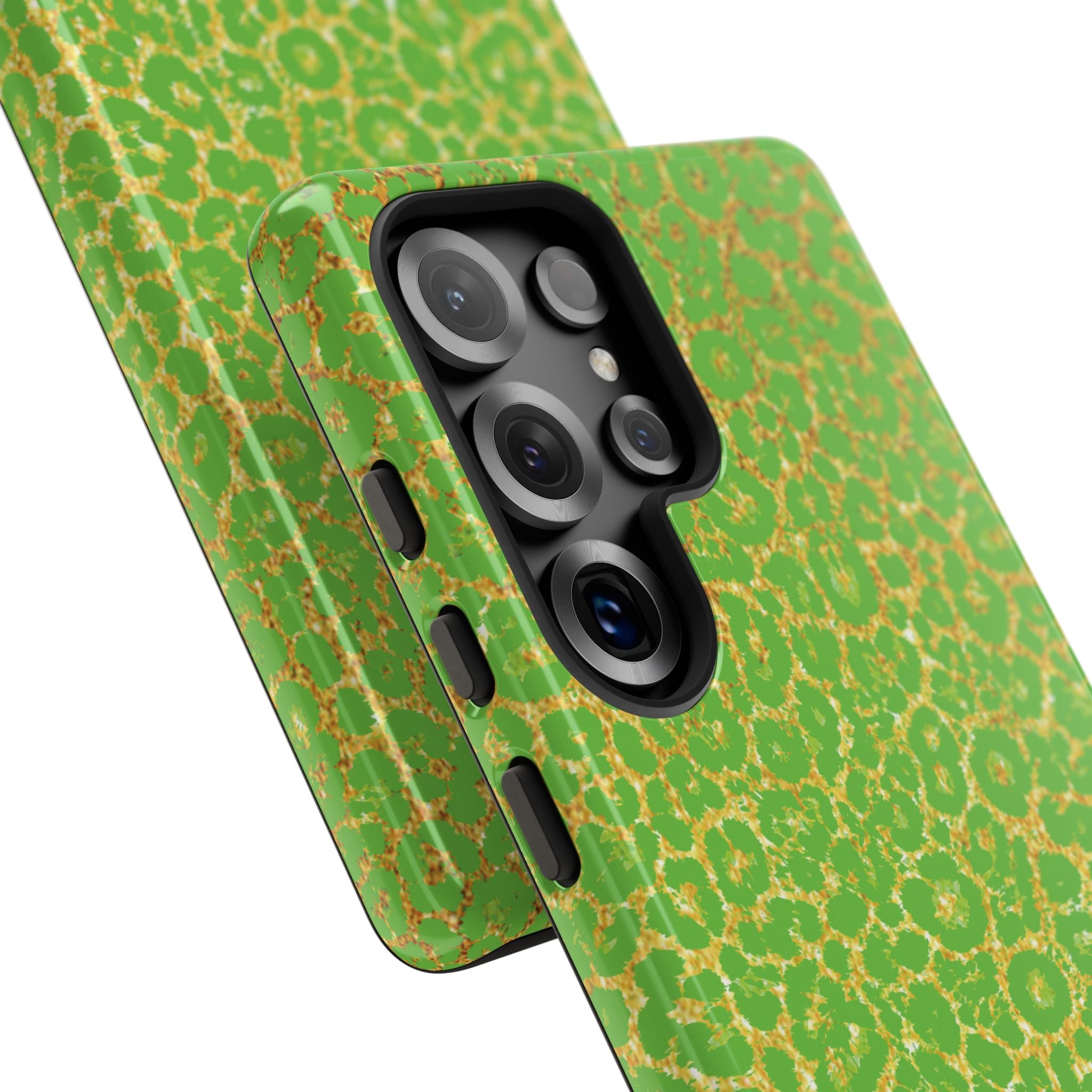 Neon Green Gold Leopard Tough Phone Case iPhone, Galaxy, or Google Pixel