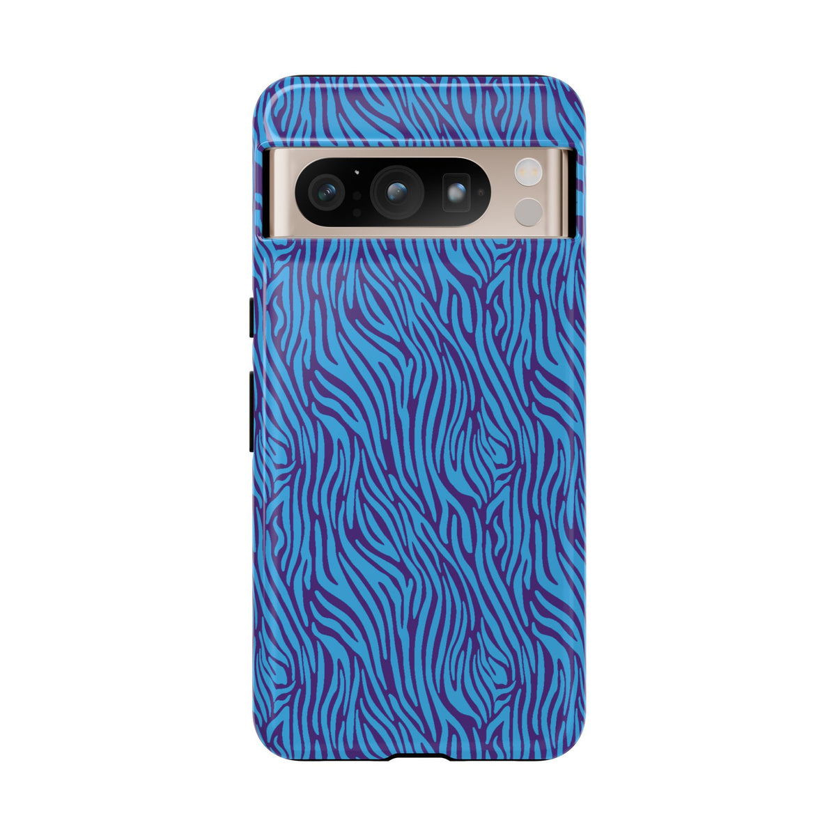 Zebra Print Blue and Purple Tough Case for iPhone, Galaxy or Google Pixel