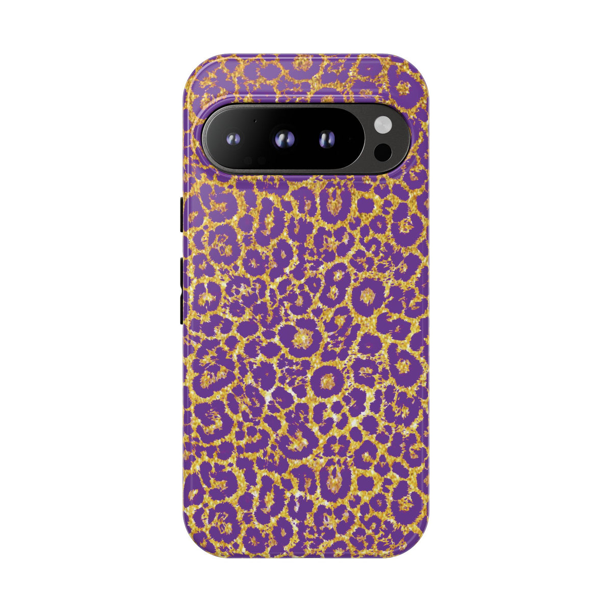 Purple Gold Leopard Tough Phone Case for iPhone, Galaxy, or Google Pixel
