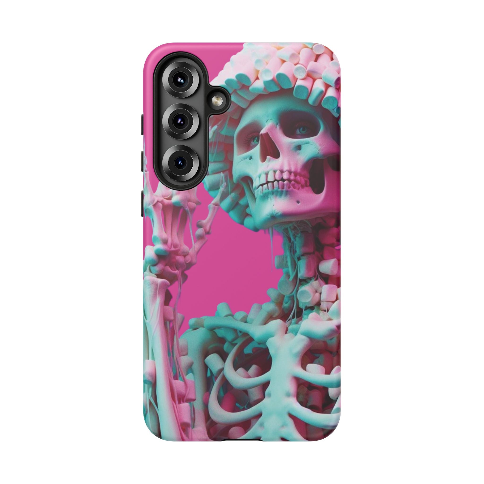 Neon Pink Skeleton Tough Phone Case for iPhone, Galaxy and Google Pixel
