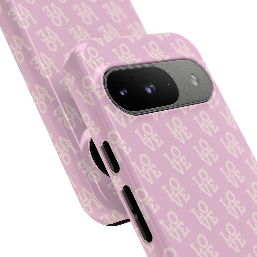 LOVE Pink Tough Phone Case for iPhone, Galaxy, or Google Pixel