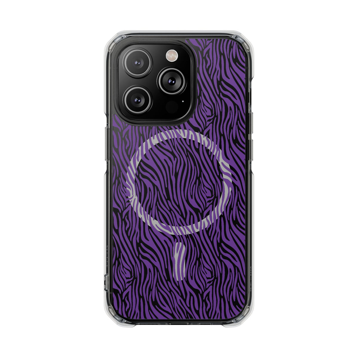 Purple Zebra Magnetic iPhone 14, 15, 16 Series Clear Impact Cases