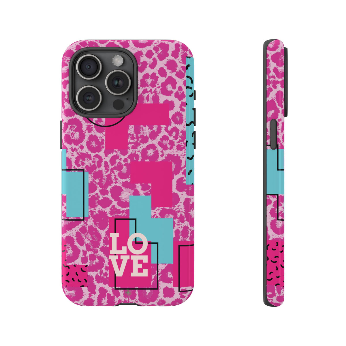 Retro Love Pink Leopard RG Tough Phone Case for iPhone, Galaxy, or Google Pixel