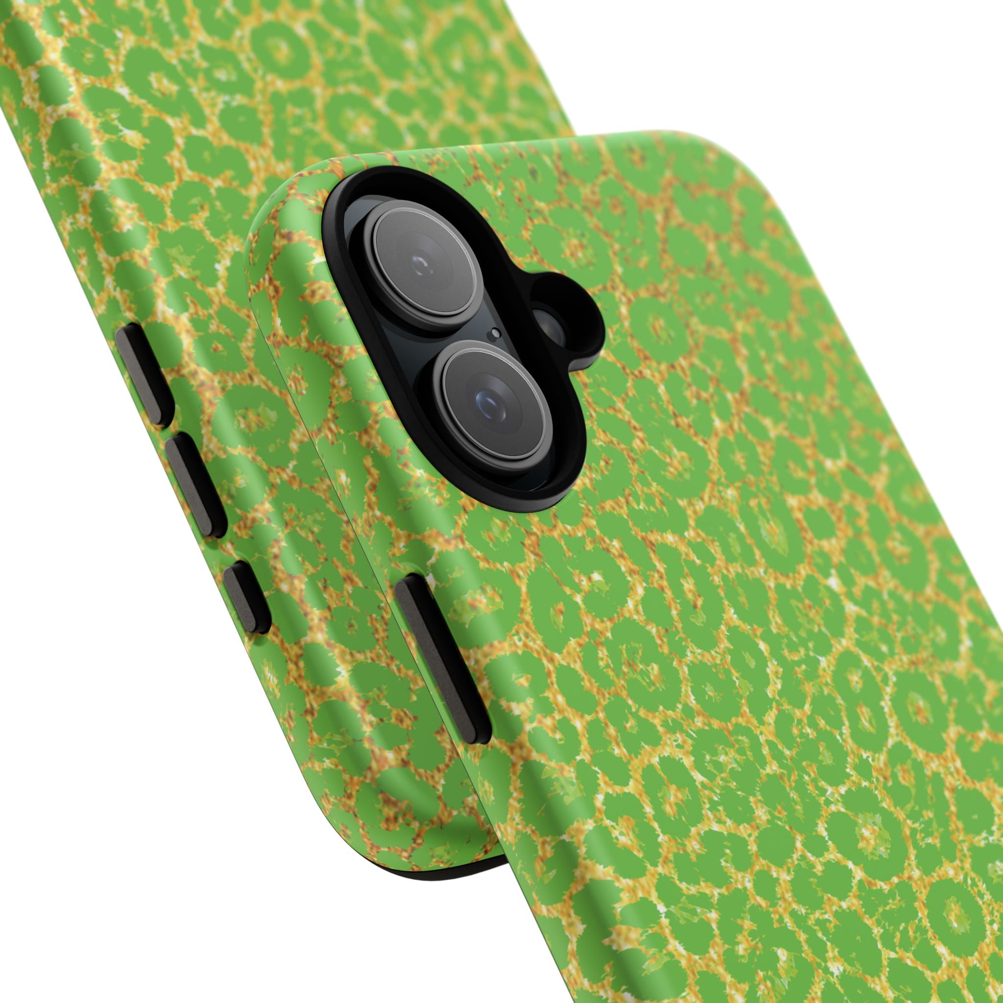 Neon Green Gold Leopard Tough Phone Case iPhone, Galaxy, or Google Pixel