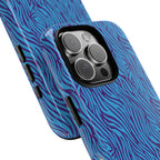 Zebra Print Blue and Purple Tough Case for iPhone, Galaxy or Google Pixel