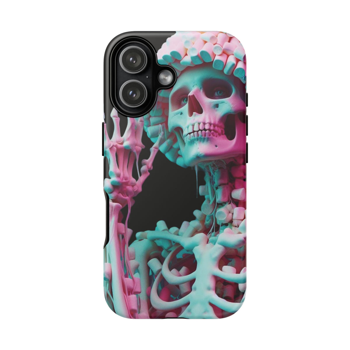 Neon Pink Skeleton (Black) Tough Phone Case for iPhone, Galaxy, or Google Pixel