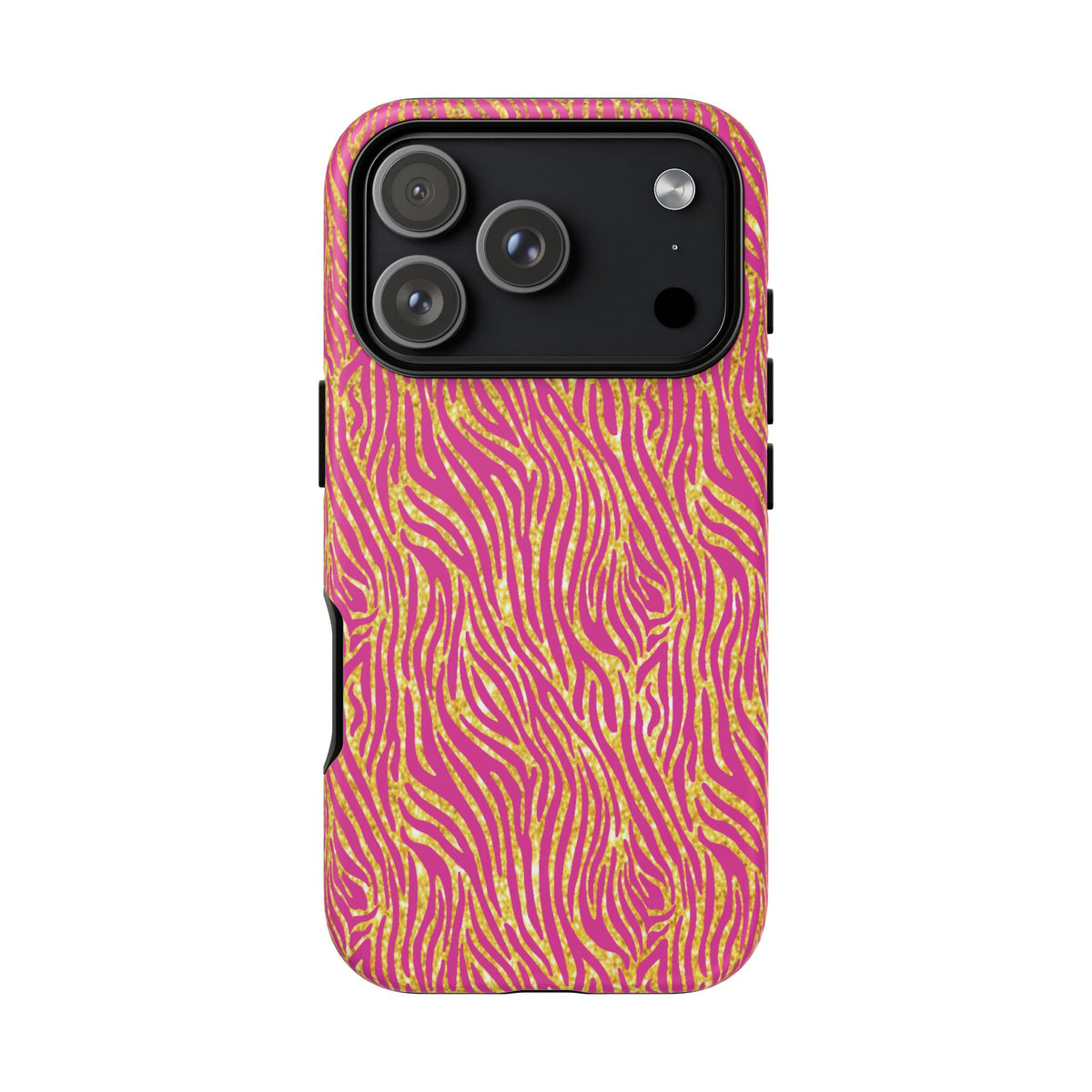 Pink Gold Zebra Print Tough Case for iPhone, Galaxy, or Google Pixel