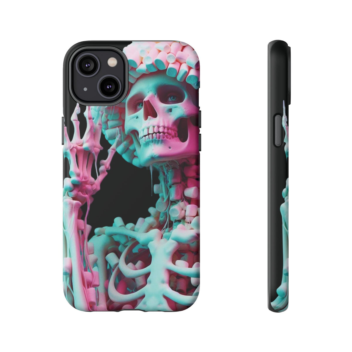 Neon Pink Skeleton (Black) Tough Phone Case for iPhone, Galaxy, or Google Pixel