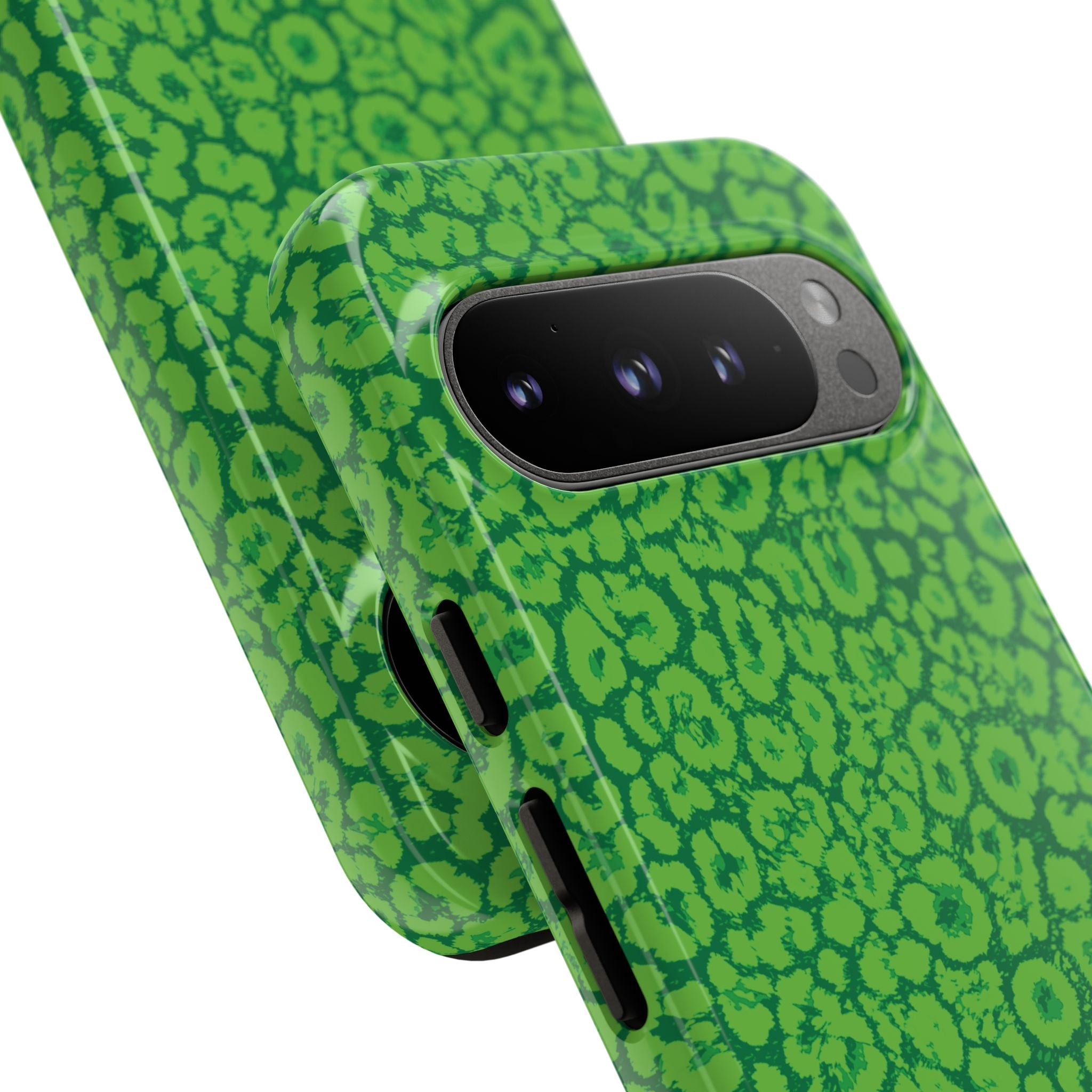 Neon Green Leopard Tough Phone Case for iPhone, Galaxy, or Google Pixel