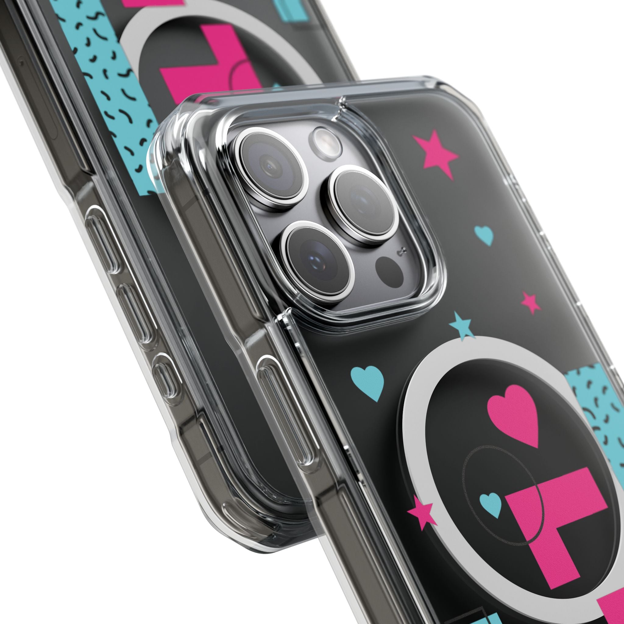 LOVE Retro Blocks Magnetic iPhone 14, 15, 16 Series Clear Impact Cases